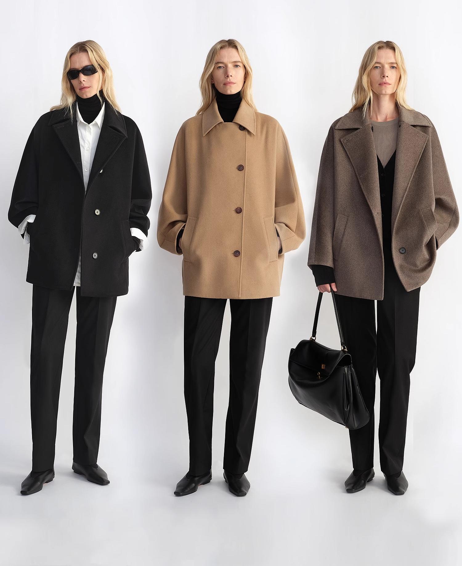 Fireladyfur Women's Cashmere Wool Short Coat with Bat Sleeves"Fleeting Memories"