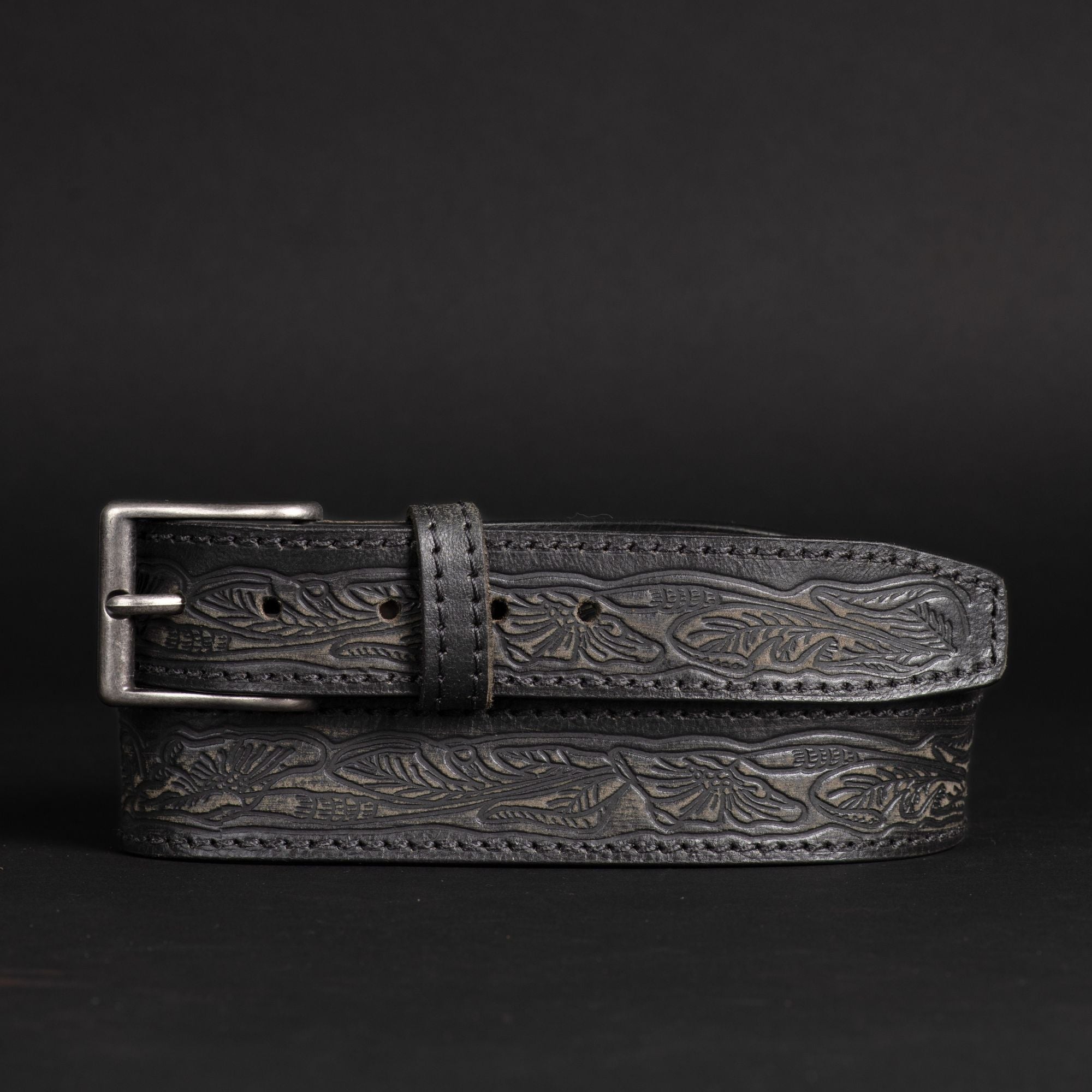 The Wayfarer Belt - Brown Classic Western Embossed 100% Full Grain Leather Belt