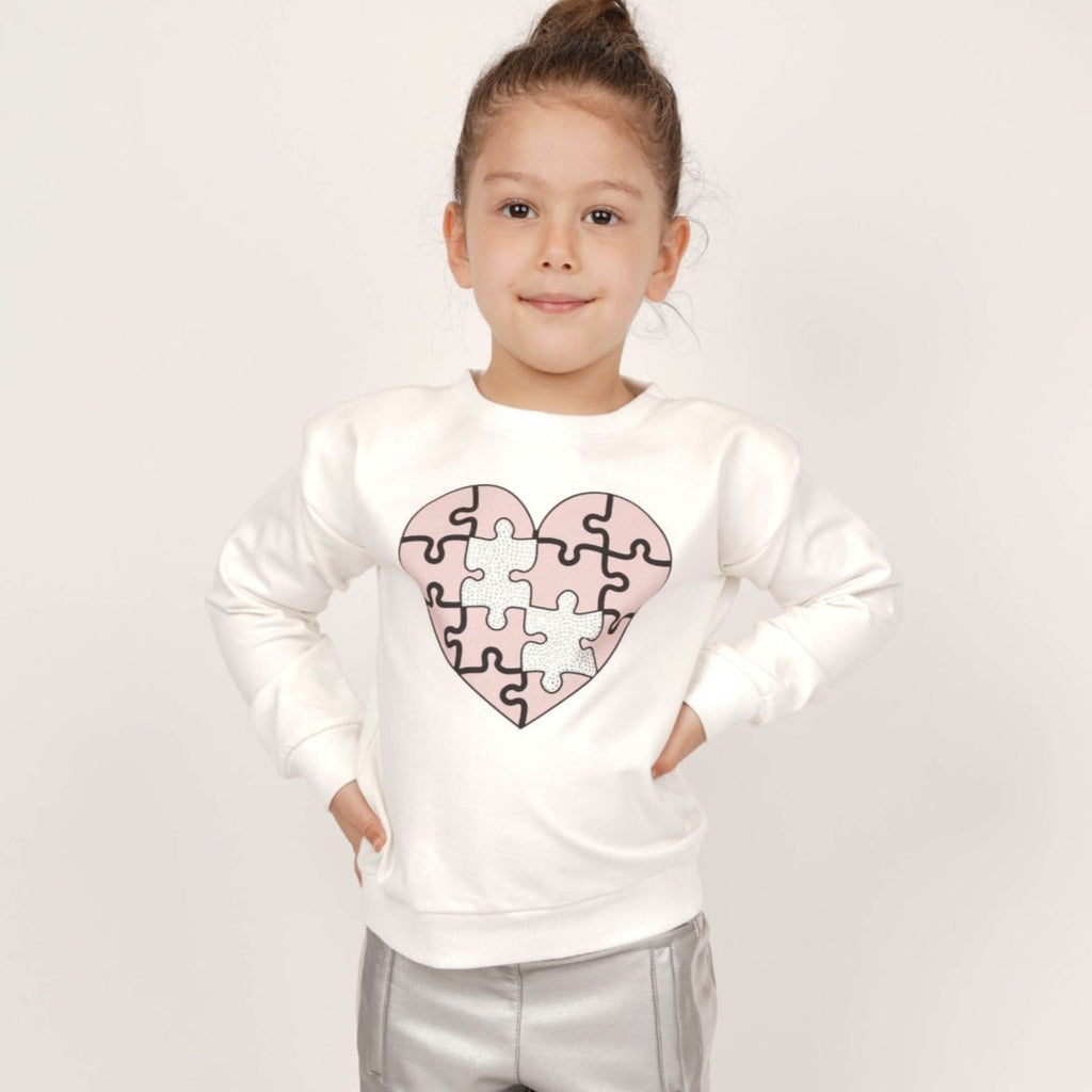 Puzzle Heart Girls Casual Set-0