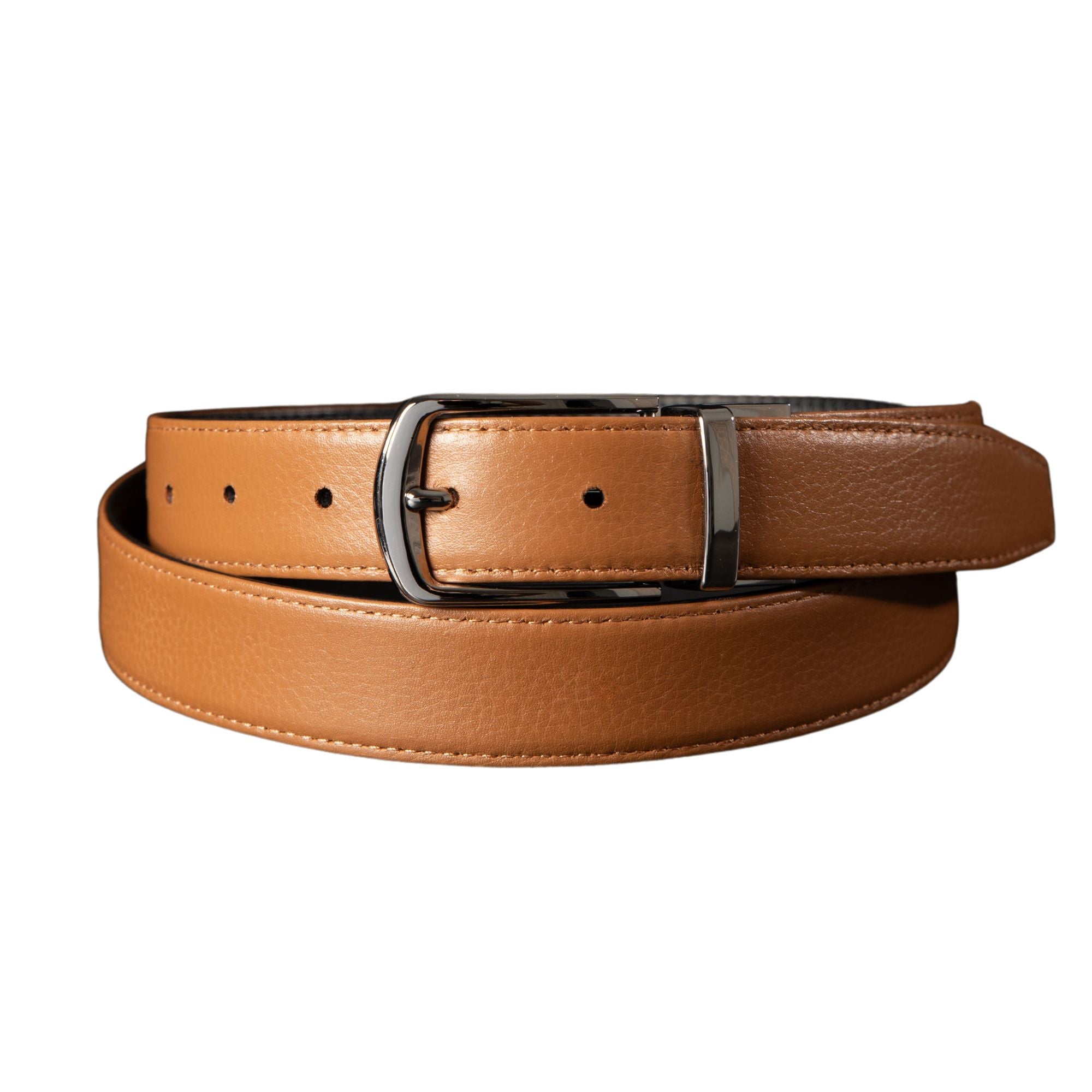 The Harvey Dent Belt - Extra Slim 30 mm Reversible Stitched Full-Grain Pebbled Leather Belt