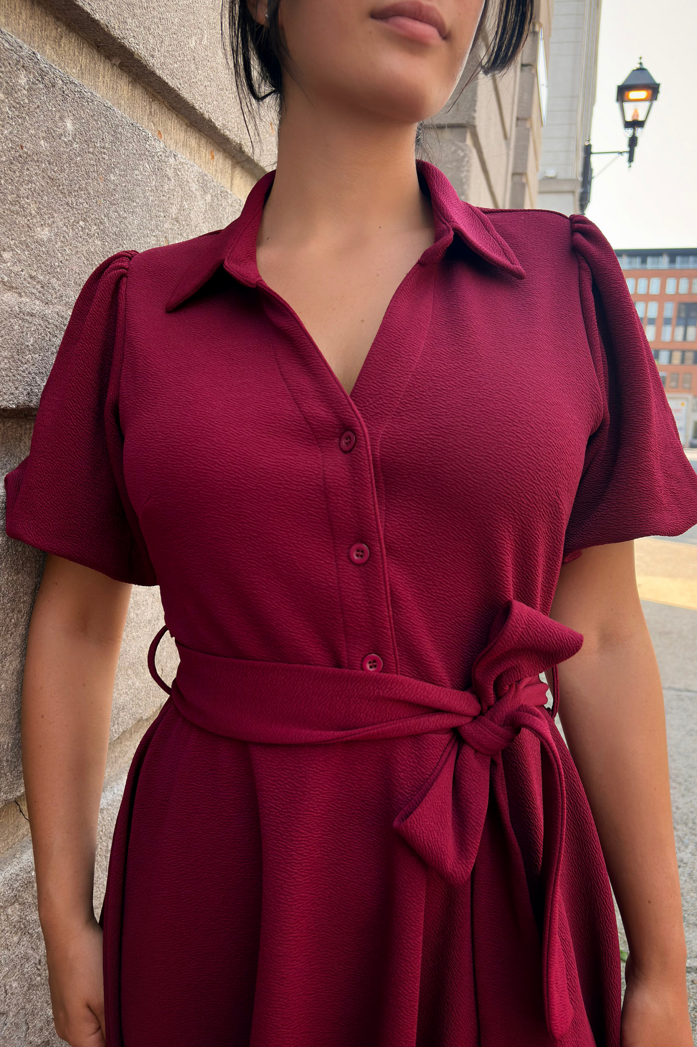 Coralie Tie-Waist Fit-and-Flare Dress with Bell Sleeves-2