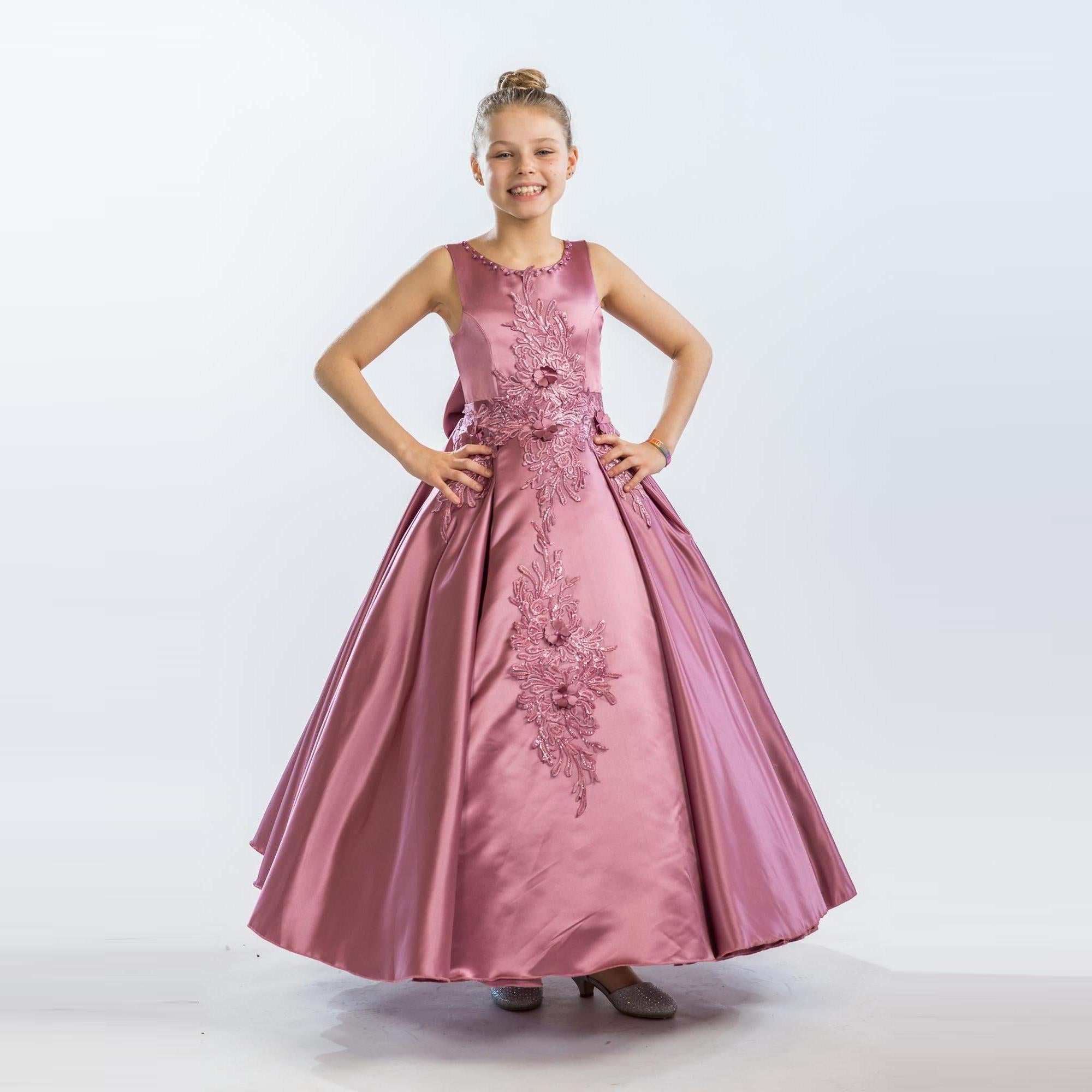 Satin Simone Girls Formal Dress-2