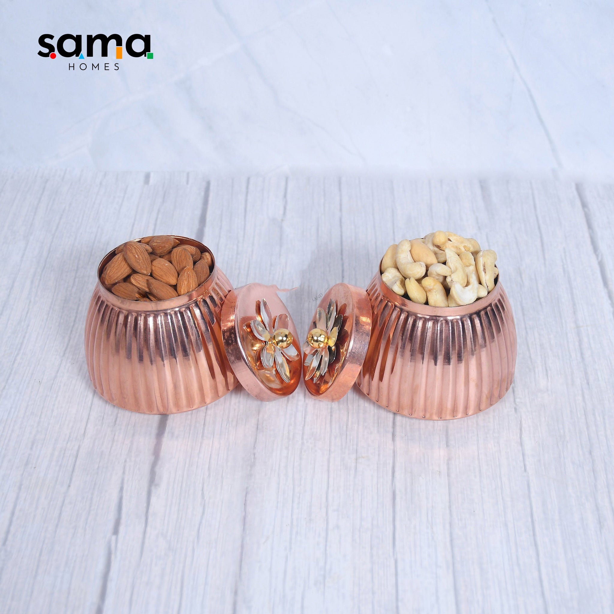 Copper Dry-Fruit Pot Gifting Box Set of 4 and 2
