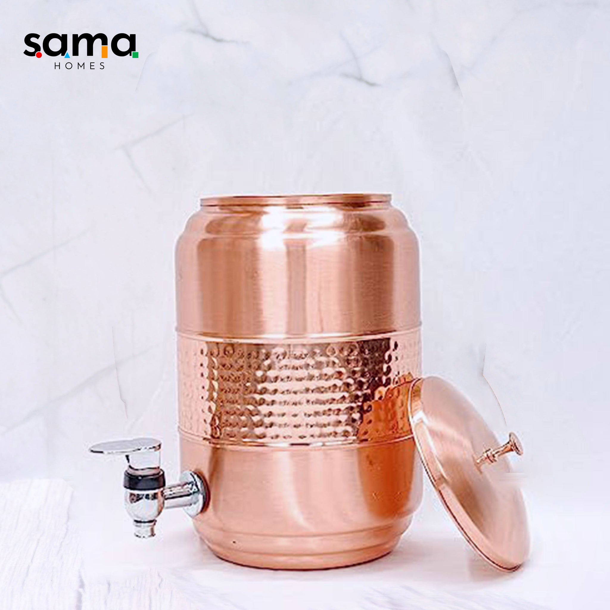 Pure Copper 5 Litre Half Hammered Water Dispenser (Matka) 5000ML