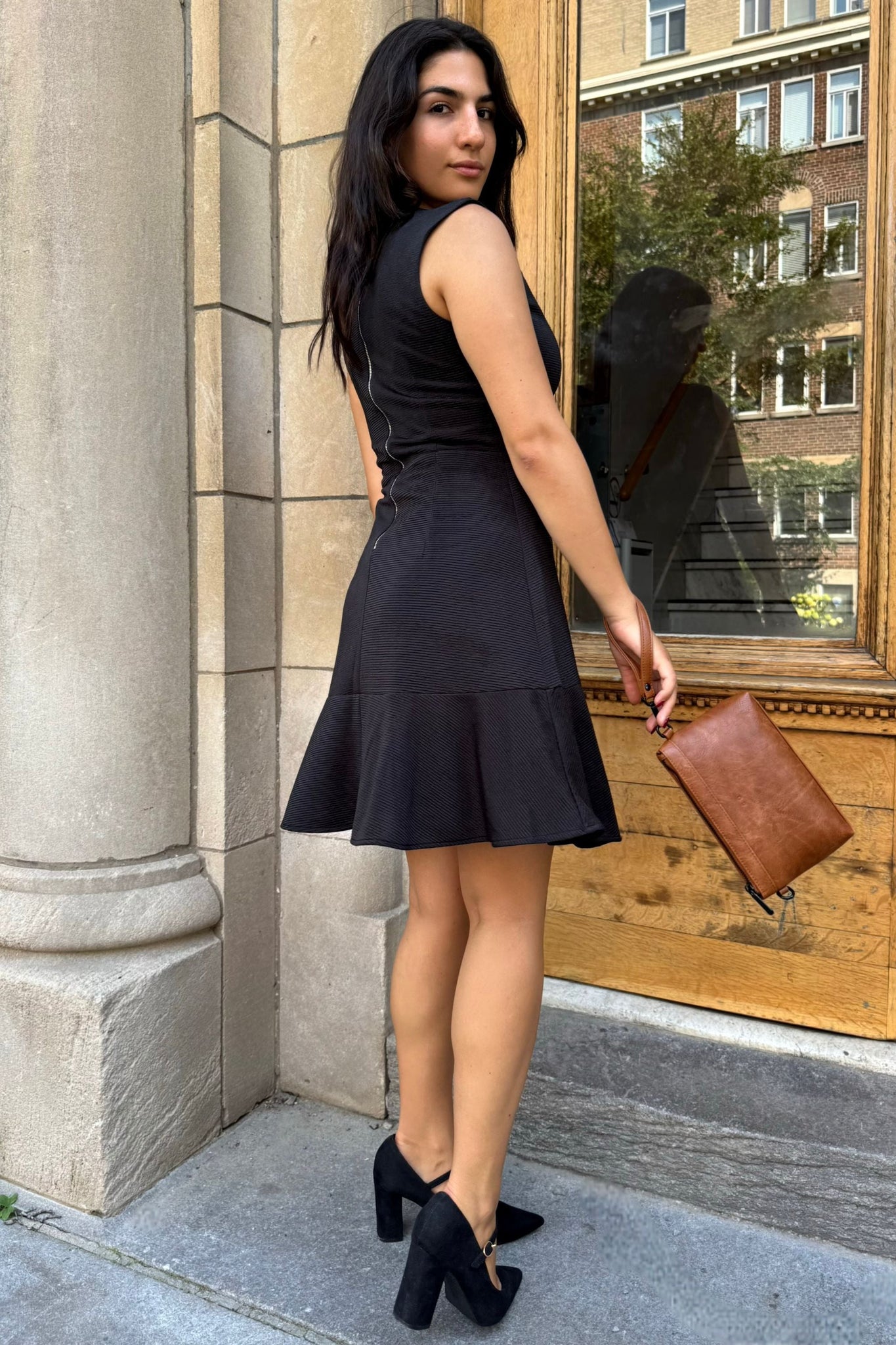 Marie Black Sleeveless Knit A-Line Dress Lightweight Comfortable
