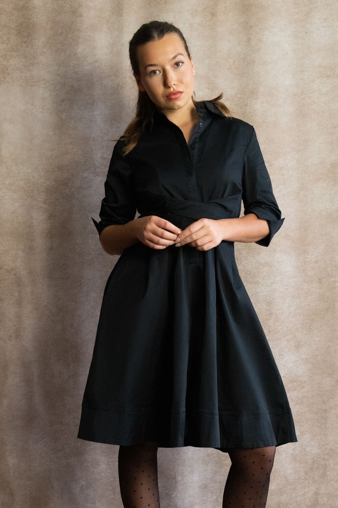 Tessa Elegant Shirt Dress 3/4 Sleeve Buttons