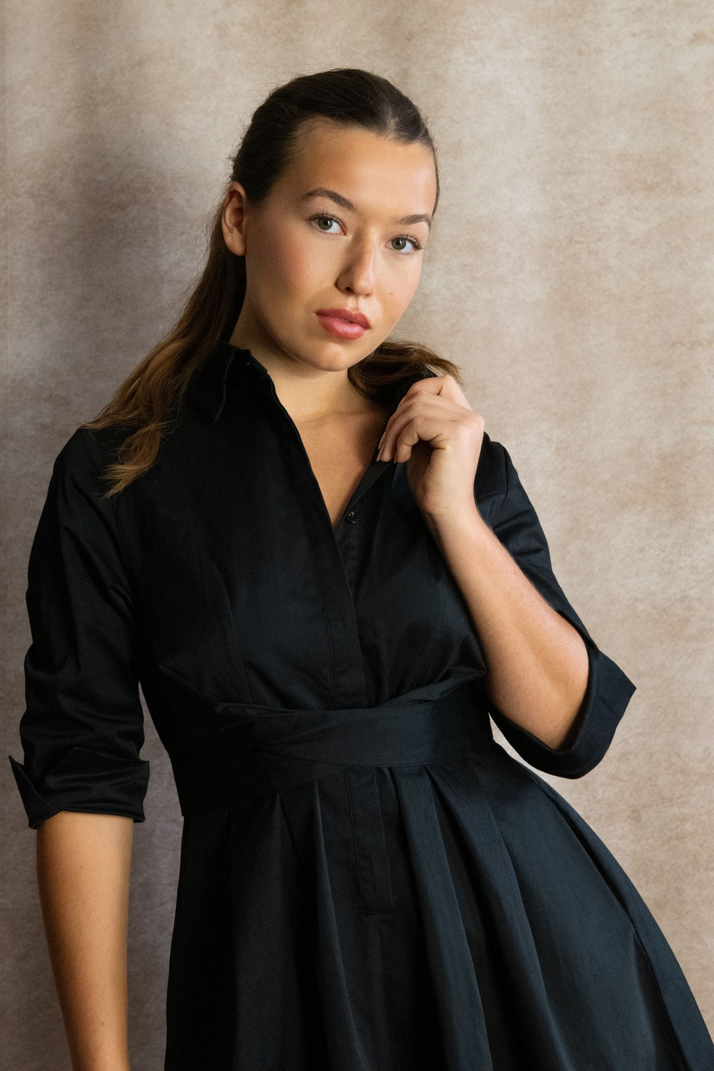 Tessa Elegant Shirt Dress 3/4 Sleeve Buttons