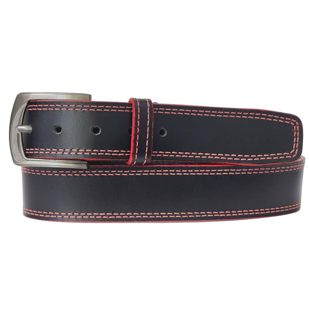 Leather Belt with Red Stitches, and  the Diablo Belt - Black Full Grain