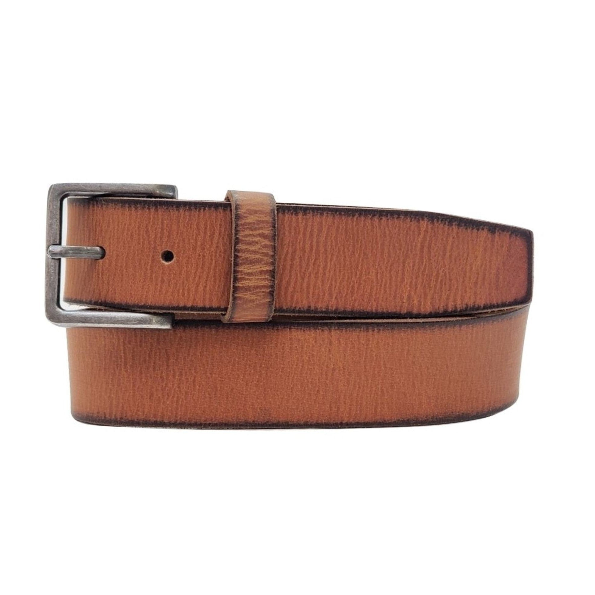 The Canyon Belt - Tan Leather Belt with Charred Edges